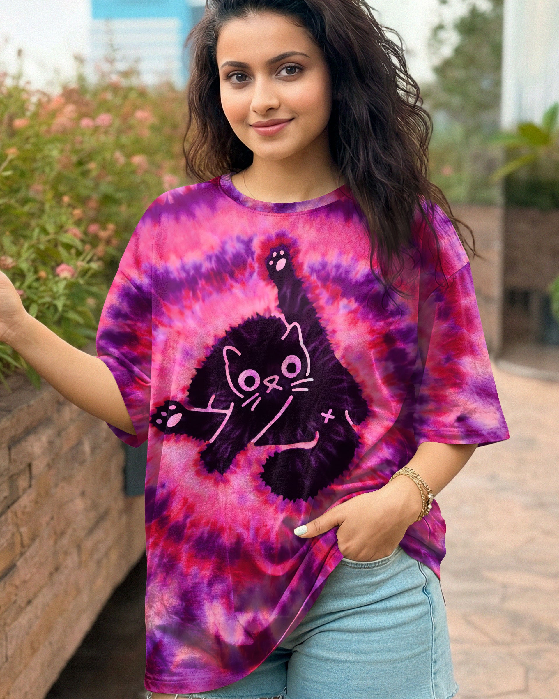 FUNNY CAT PINK PURPLE SWIRL PATTERN ALL OVER PRINT - TLTW2512251