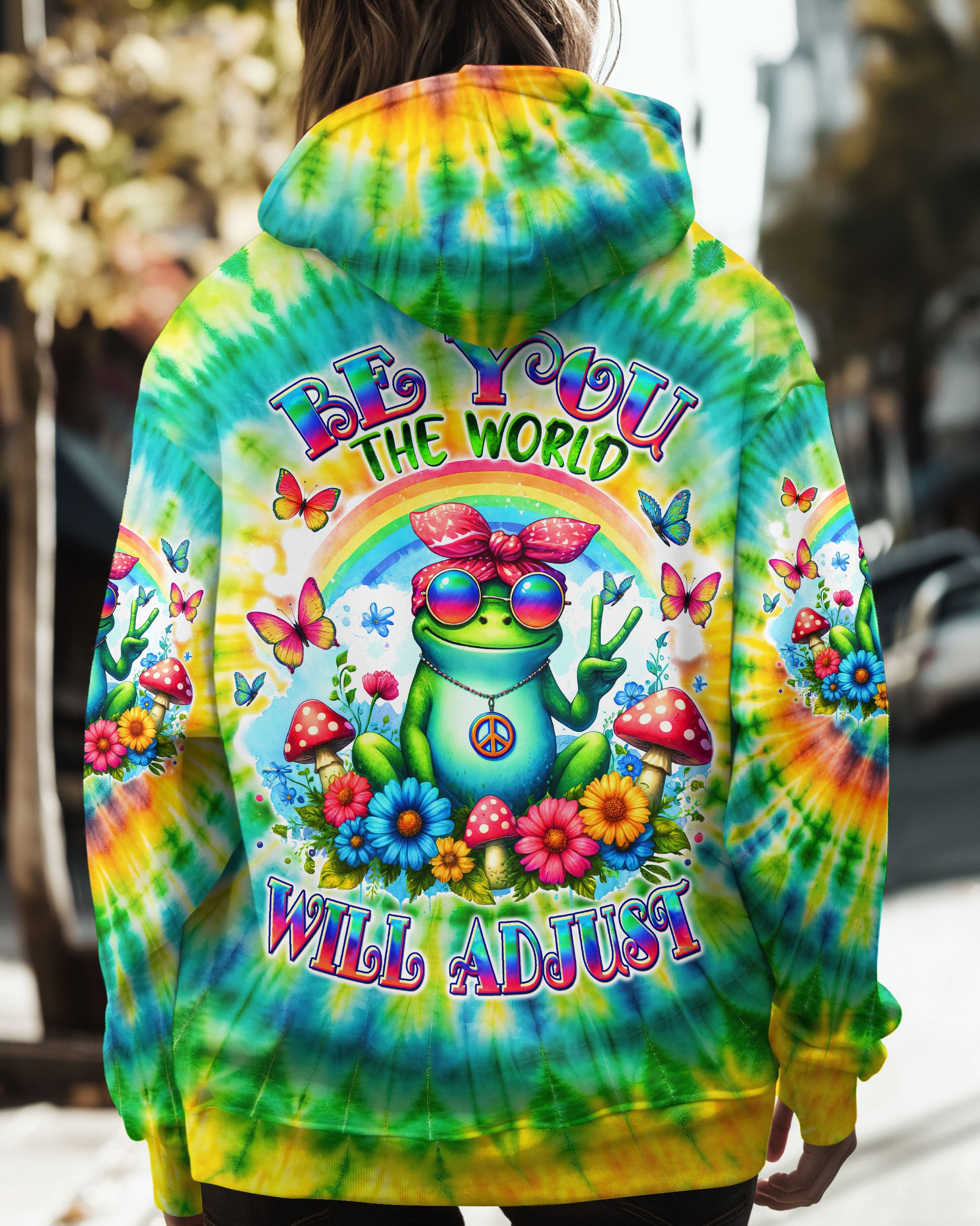 BE YOU THE WORLD WILL ADJUST FROG TIE DYE  ALL OVER PRINT  - TLTW1601253