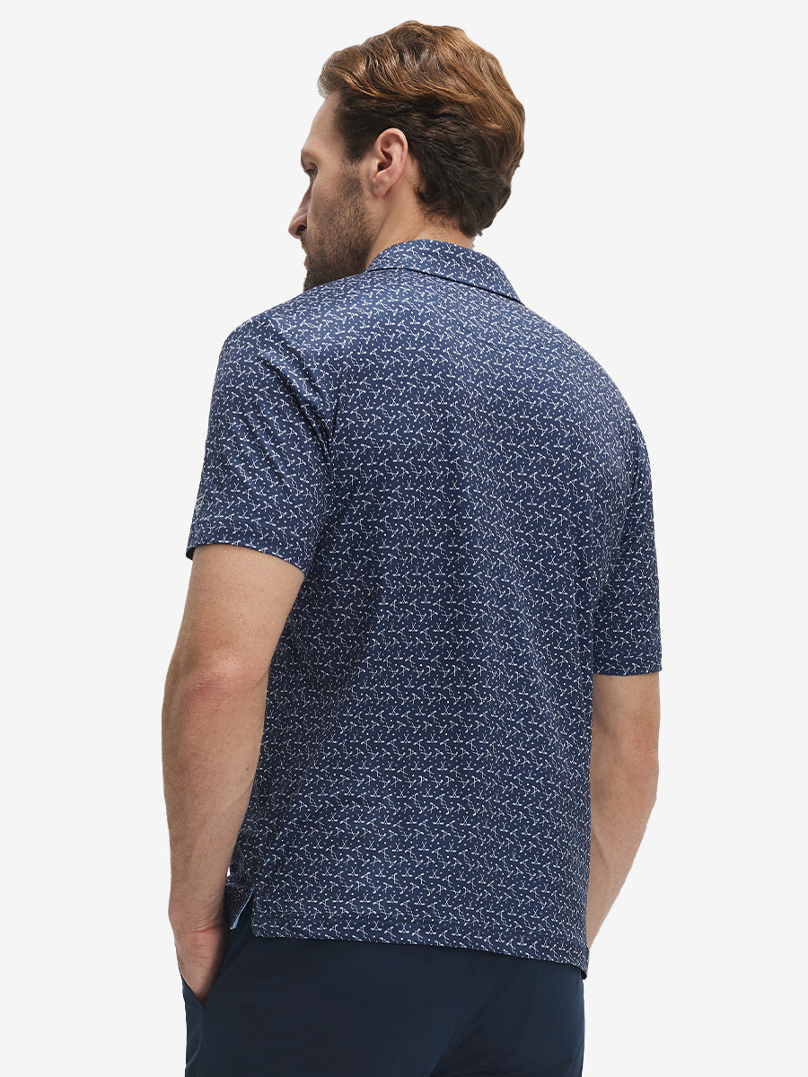 Swing in Style: 4-Way Stretch Performance Printed Golf Polo