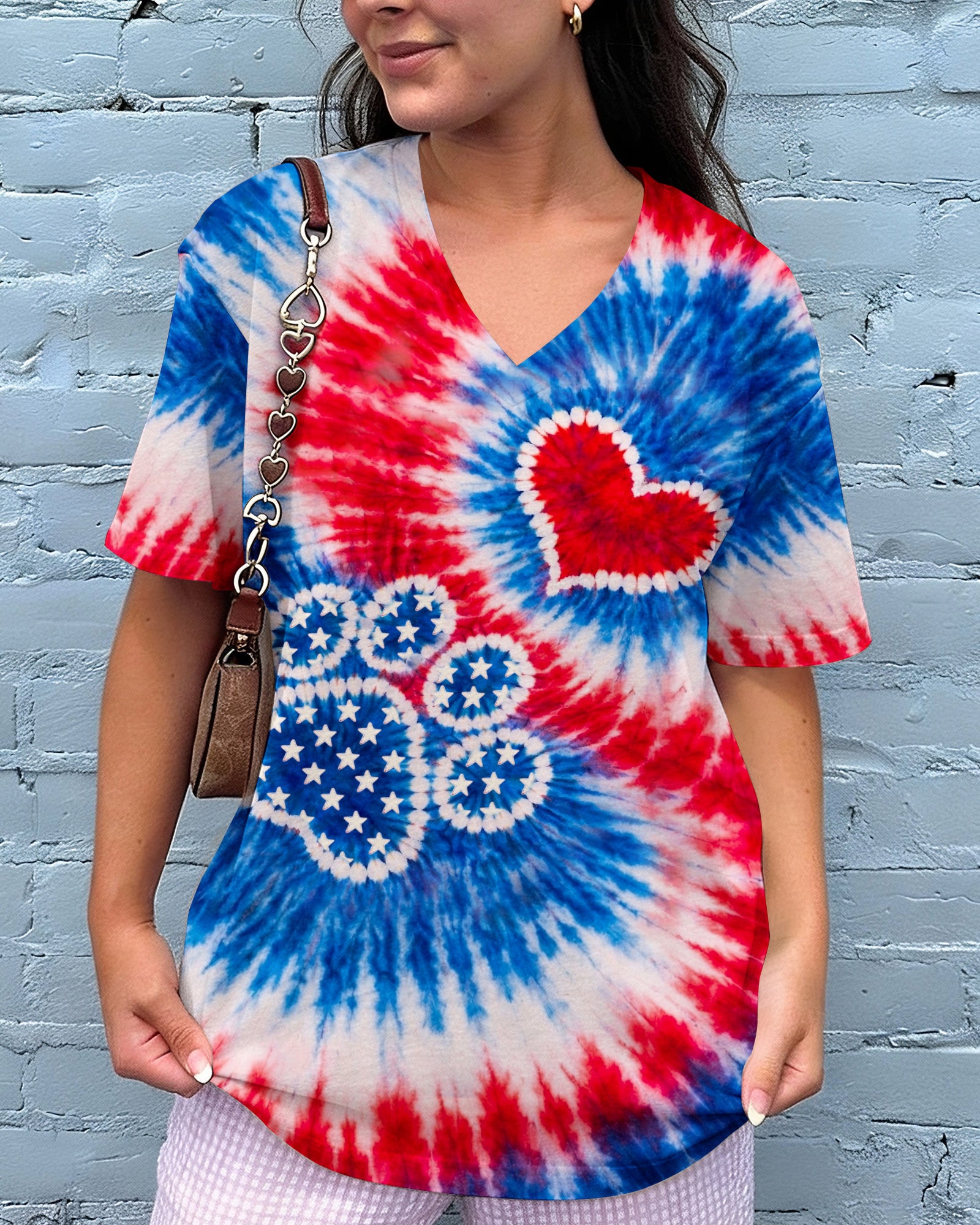 PAW HEART RED WHITE & BLUE SWIRL ALL OVER PRINT - TLHN0104261