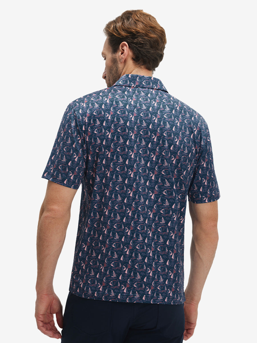 Swing in Style: 4-Way Stretch Performance Printed Golf Polo