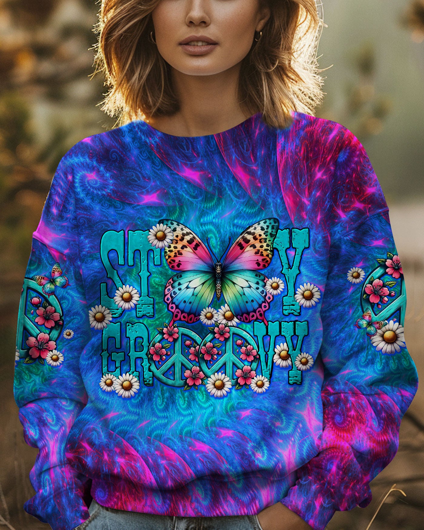 STAY GROOVY BUTTERFLY ALL OVER PRINT  - TLTW0211243