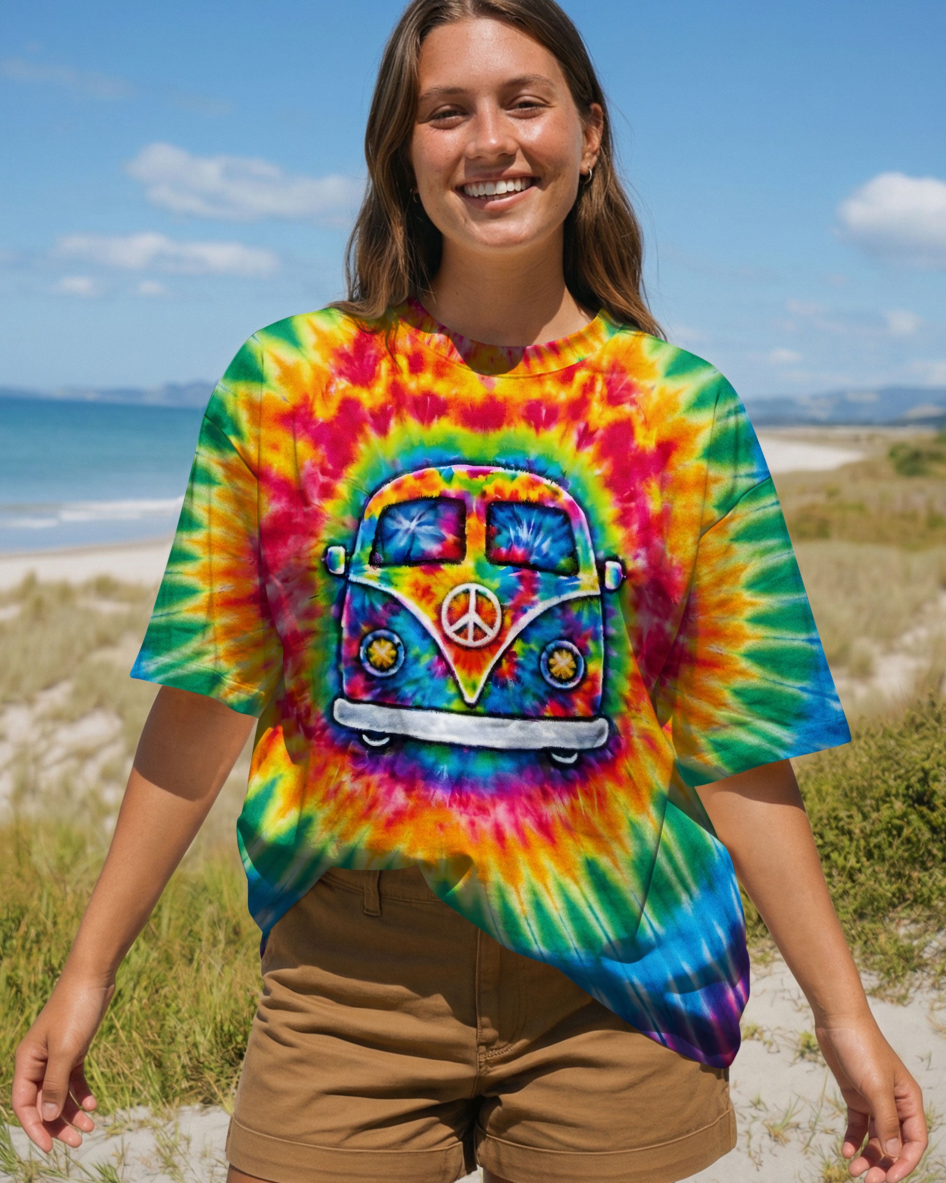 HIPPIE BUS  COLORFUL SWIRL ALL OVER PRINT  - TLTW3112251