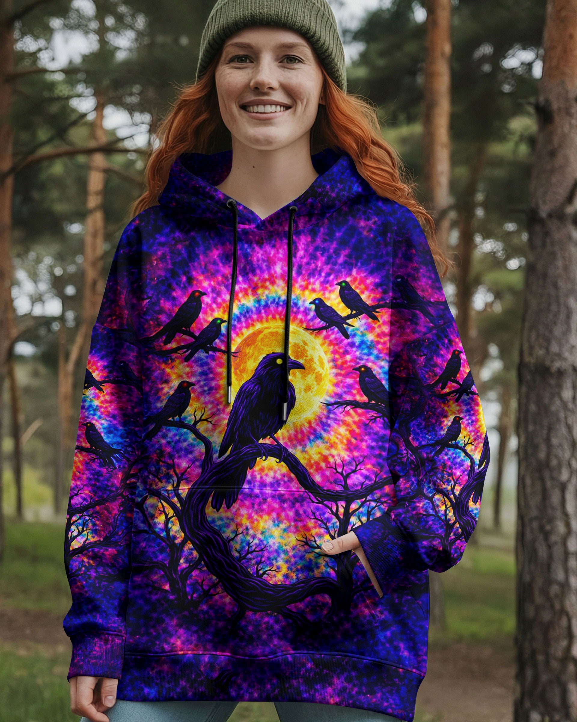 RAVEN UNDER MOON SWIRL ALL OVER PRINT  - TLTW1901263