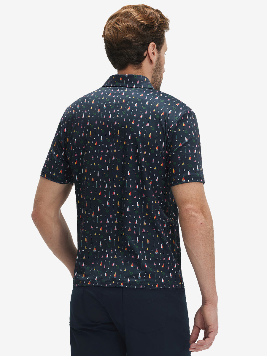 Swing in Style: 4-Way Stretch Performance Printed Golf Polo