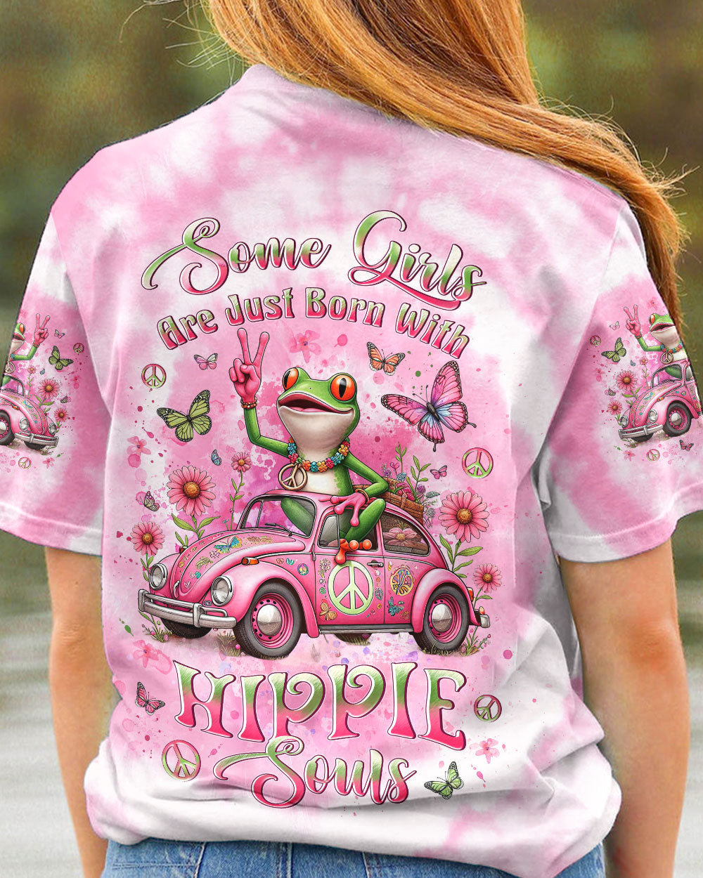 SOME GIRLS ARE JUST BORN WITH HIPPIE SOULS FROG ALL OVER PRINT - YHLT2601243