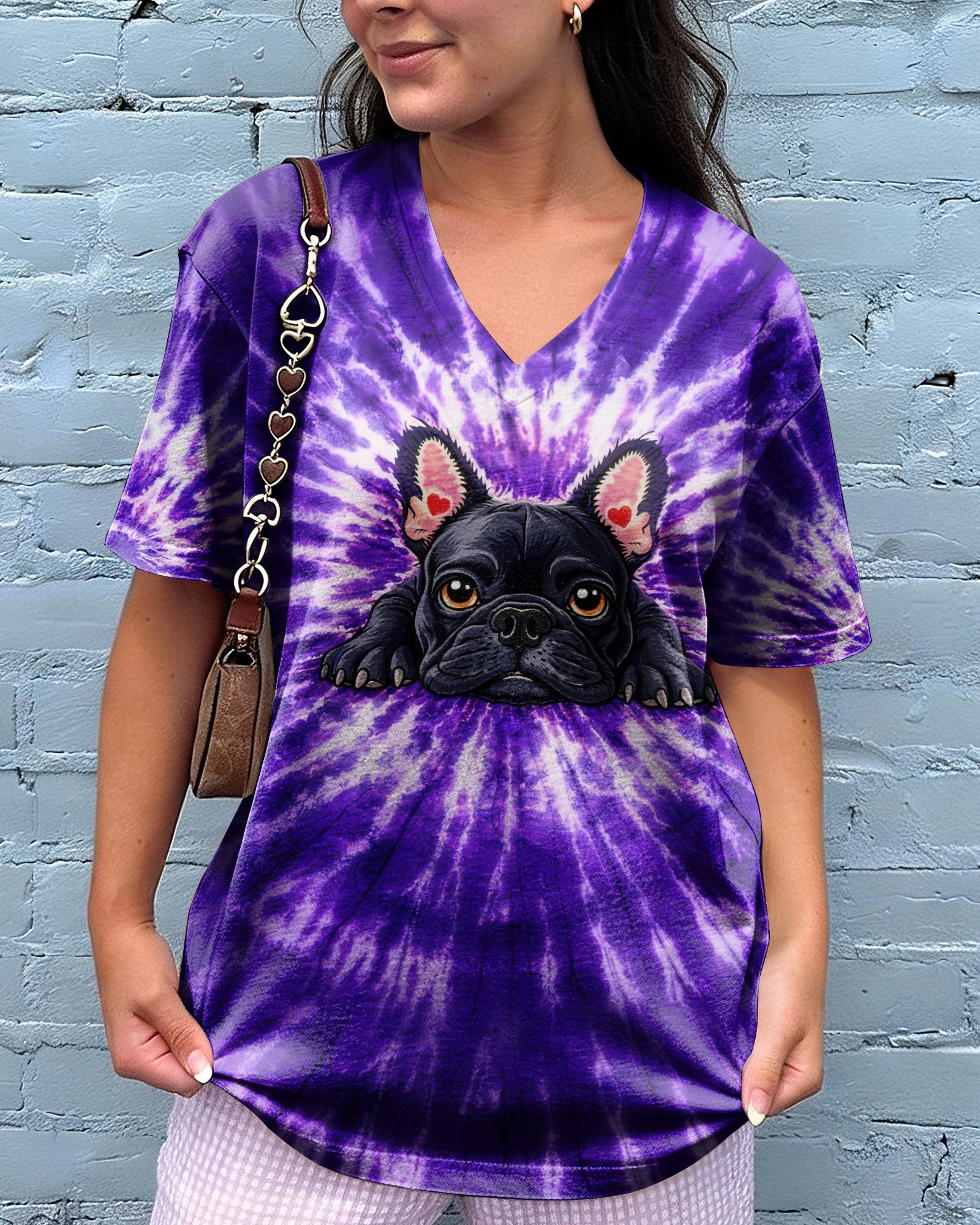 FRENCH BULLDOG PURPLE SWIRL ALL OVER PRINT - TLHG0903262