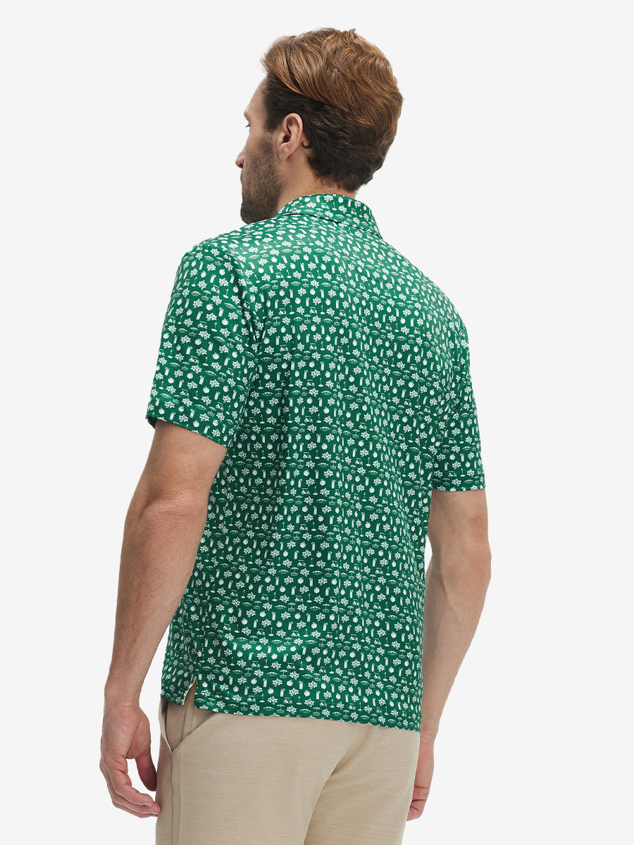 Swing in Style: 4-Way Stretch Performance Printed Golf Polo