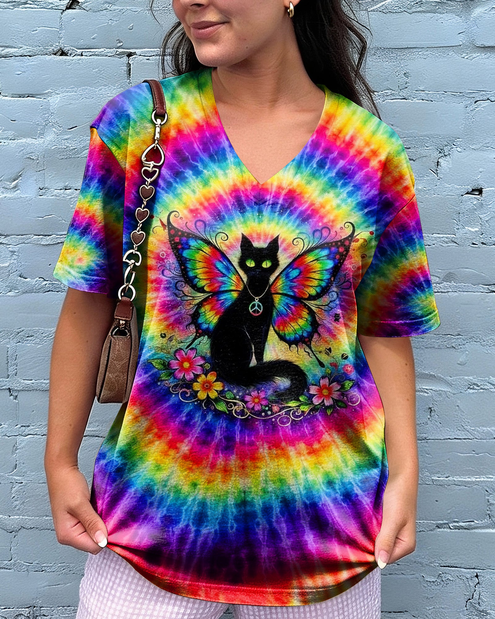 RAINBOW SWIRL BLACK CAT ALL OVER PRINT - YHHG2502261