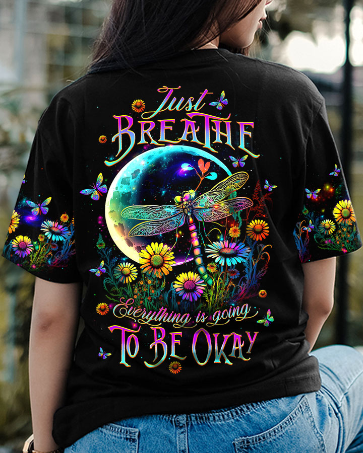 JUST BREATHE DRAGONFLY FLORAL MOON ALL OVER PRINT - TLTW2411232