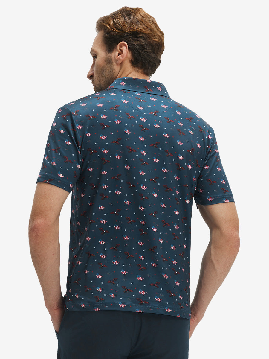 Swing in Style: 4-Way Stretch Performance Printed Golf Polo