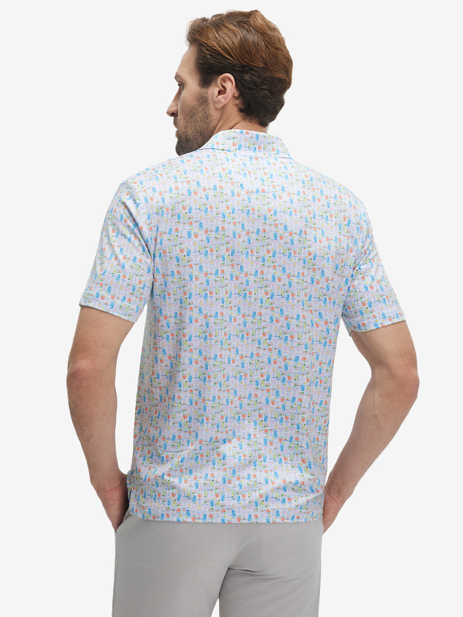 Swing in Style: 4-Way Stretch Performance Printed Golf Polo