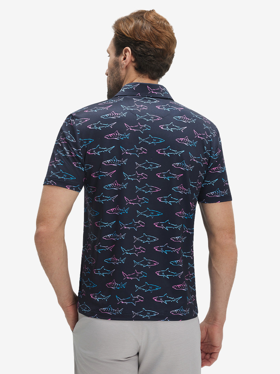 Swing in Style: 4-Way Stretch Performance Printed Golf Polo