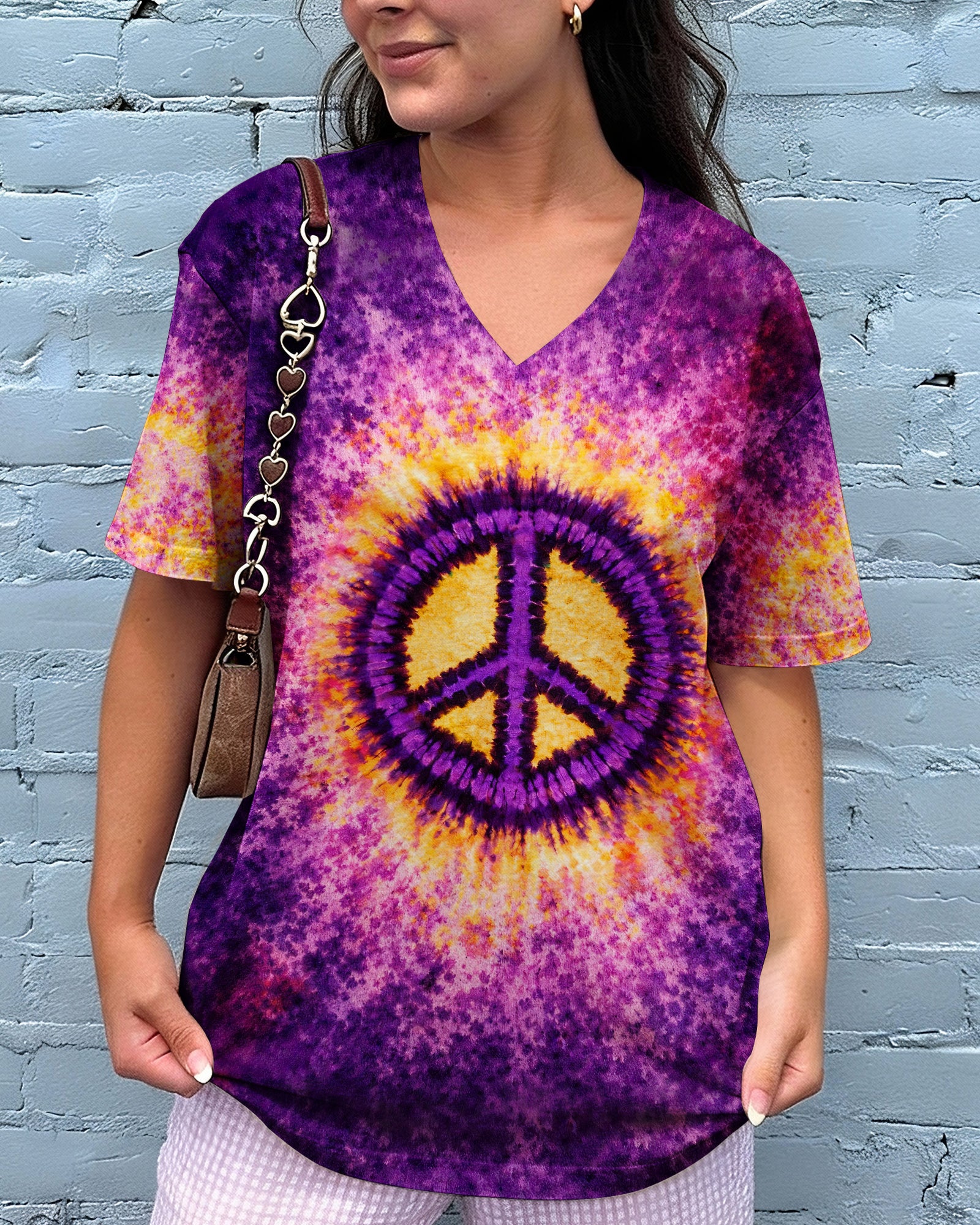 PEACE PAW PRINT PURPLE YELLOW SWIRL ALL OVER PRINT - TLHG3103263