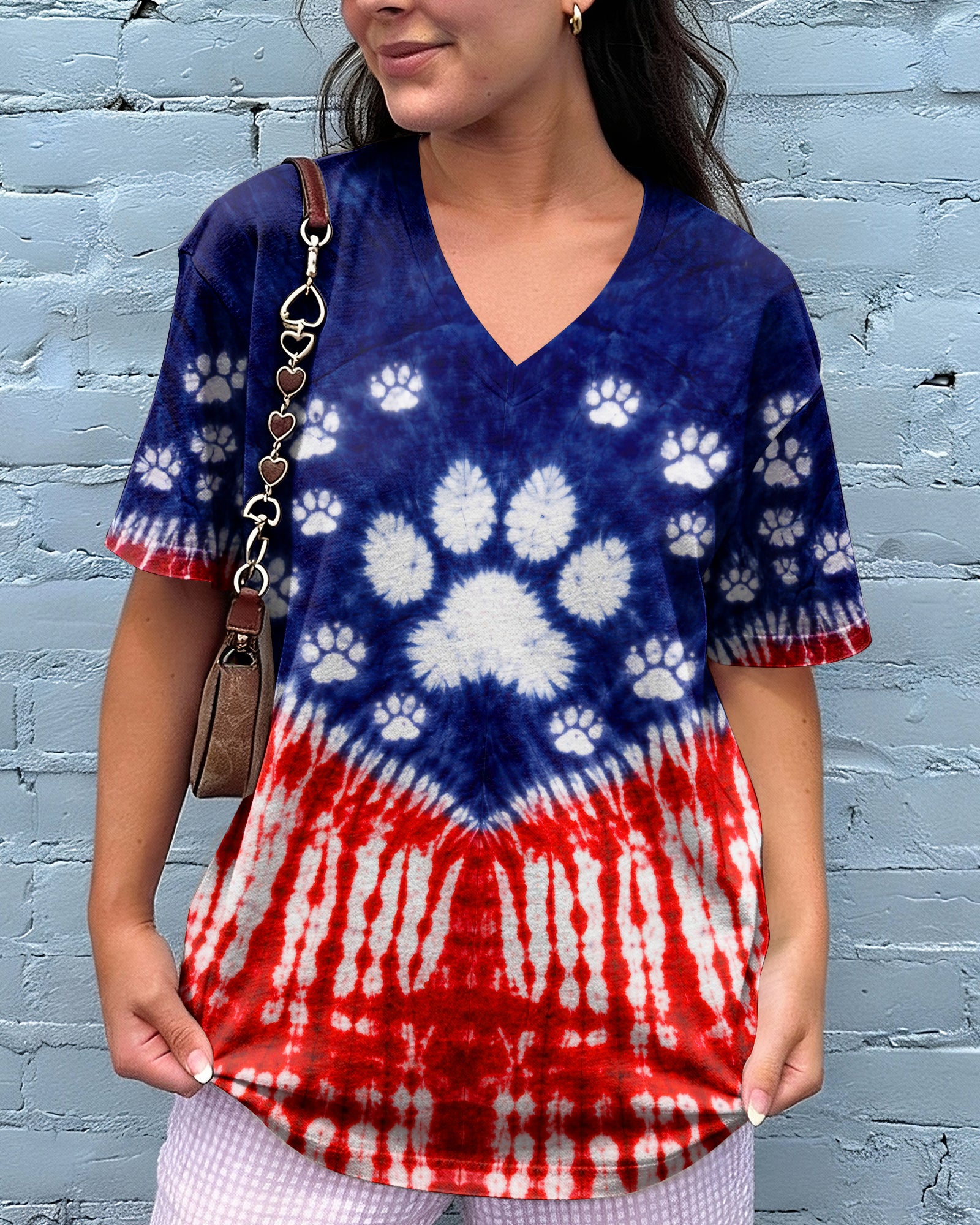 PAW PRINT AMERICAN FLAG V SWIRL ALL OVER PRINT - TLTW1803263