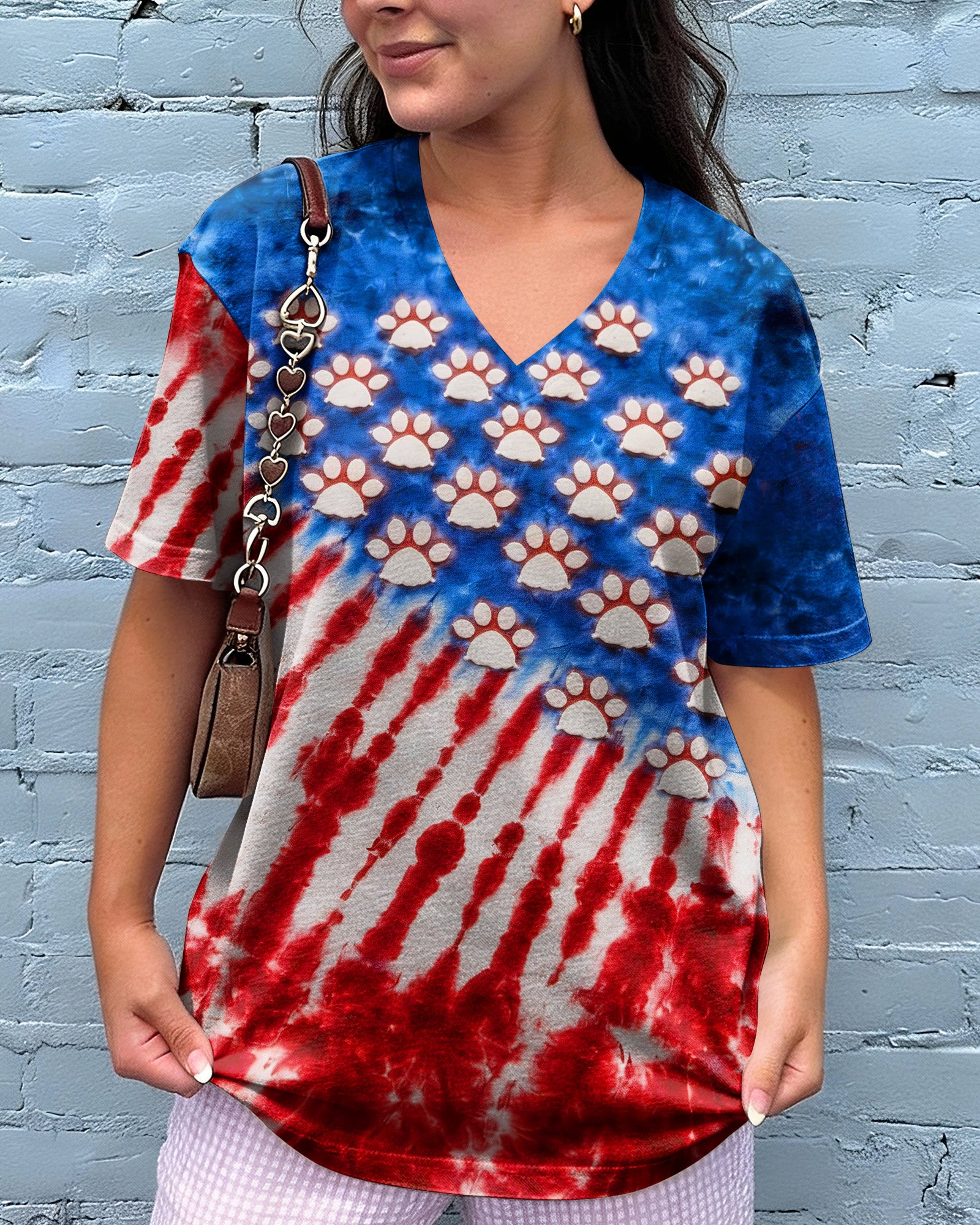 PAW PRINT RED WHITE & BLUE ALL OVER PRINT  - TLHG1803263