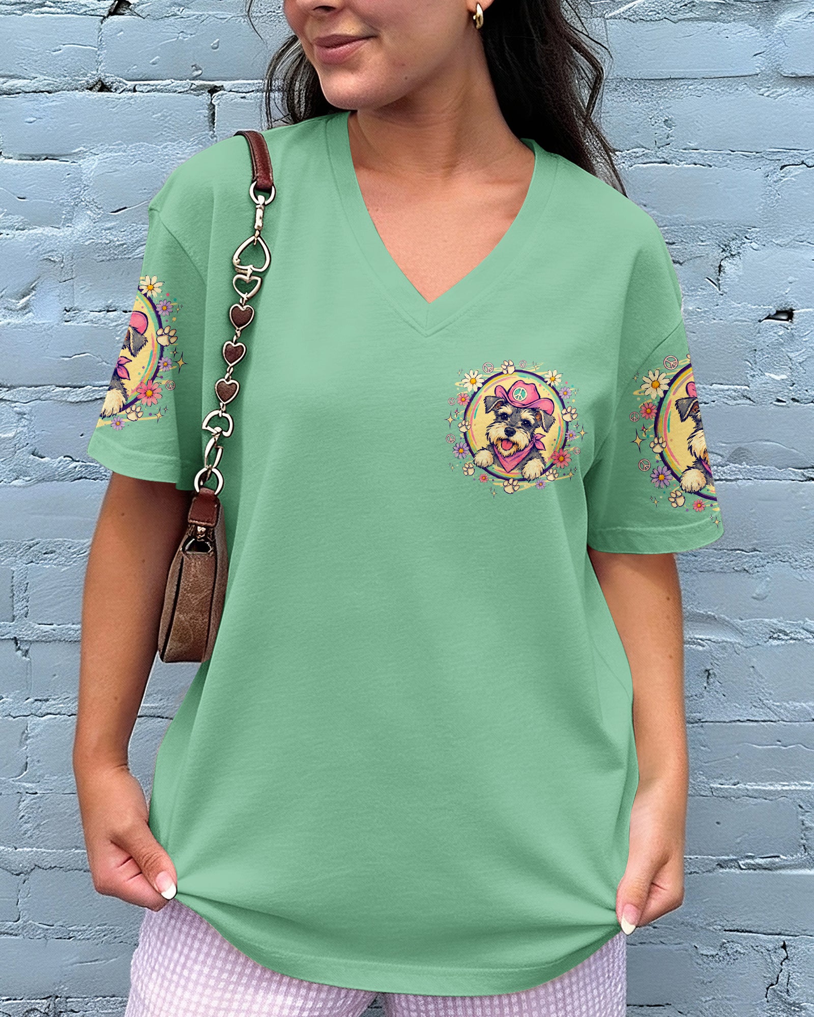PEACE LOVE AND WOOF SCHNAUZER DOG ALL OVER PRINT - TLTW1507261