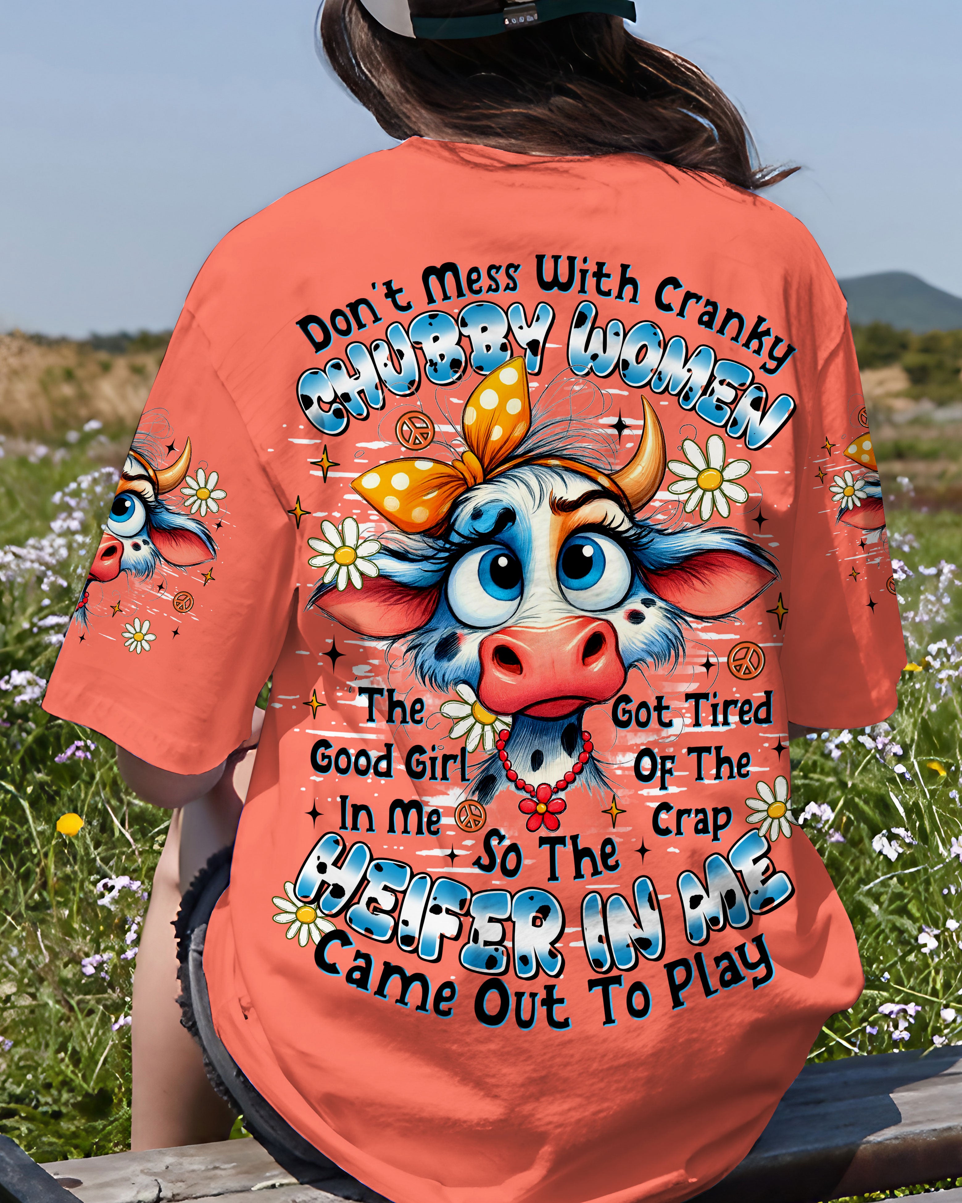 DON'T MESS WITH CRANKY CHUBBY WOMEN COW ALL OVER PRINT - TLTR2609252