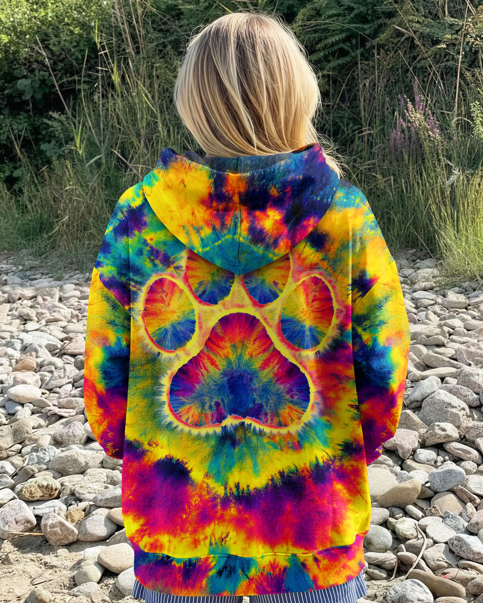 PAW PRINT COLORFUL SWIRL ALL OVER PRINT - TLNT1512251