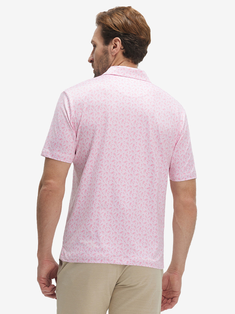 Swing in Style: 4-Way Stretch Performance Printed Golf Polo