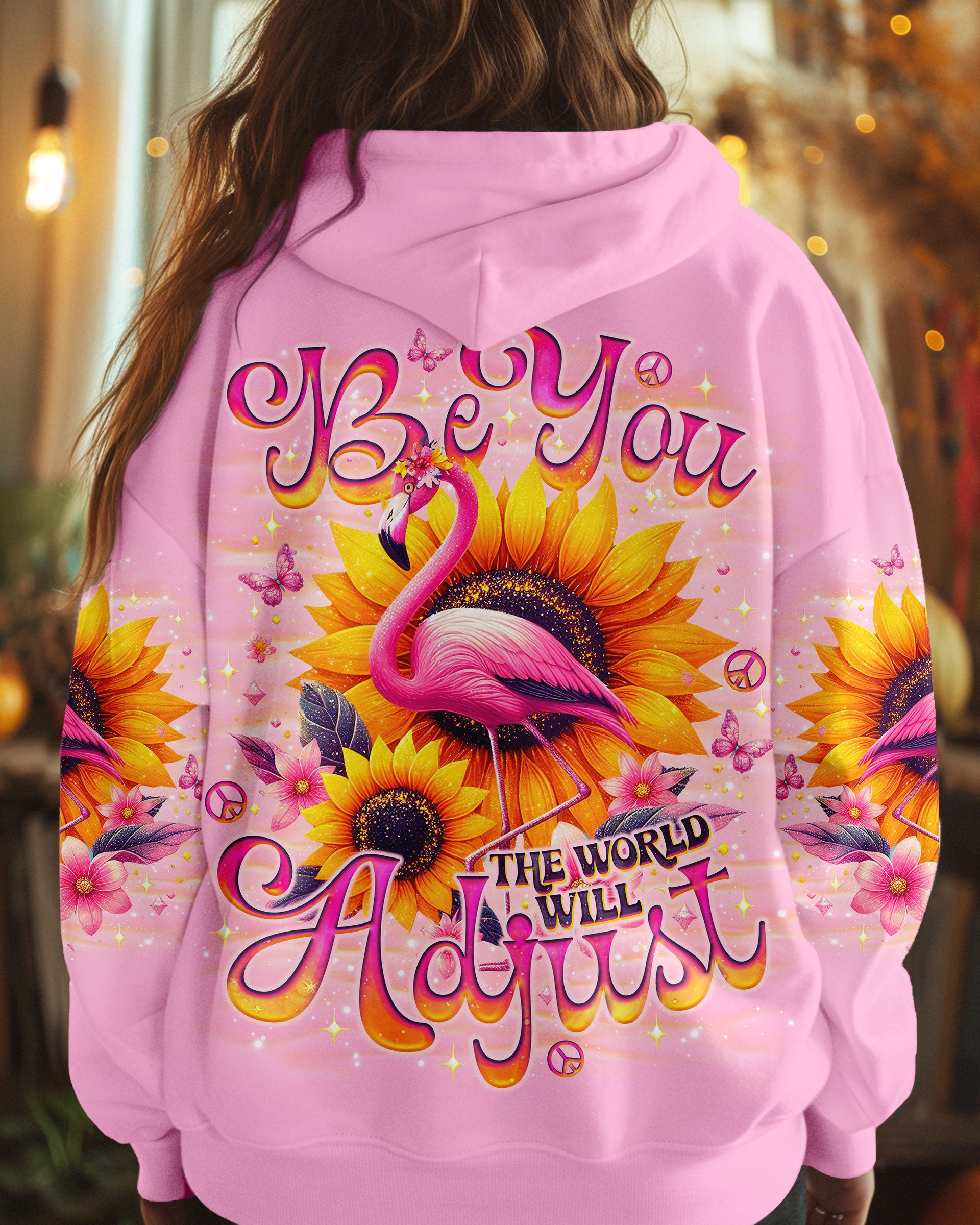 BE YOU THE WORLD WILL ADJUST FLAMINGO ALL OVER PRINT - TLNO0601251