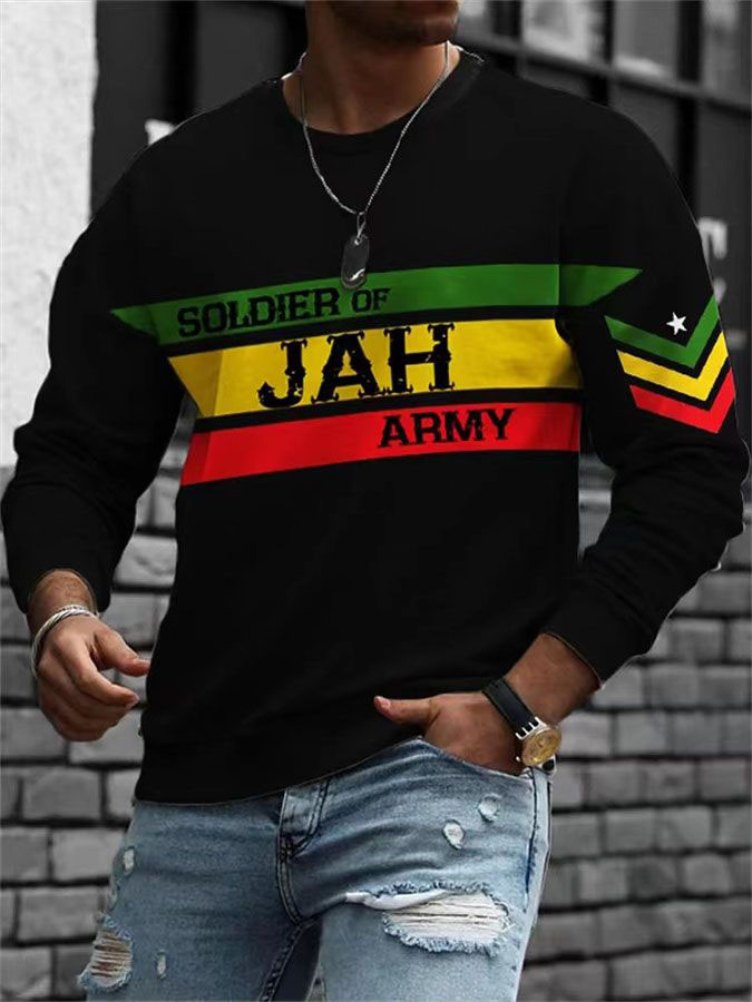 Men's Soldier Of Jah Army Print Casual Sweatshirt
