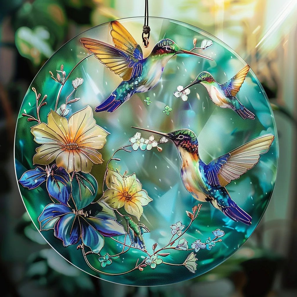 💐Mother's Day Pre-sale💝Floral Hummingbird Suncatcher🐦Buy 3 Get 1 Free