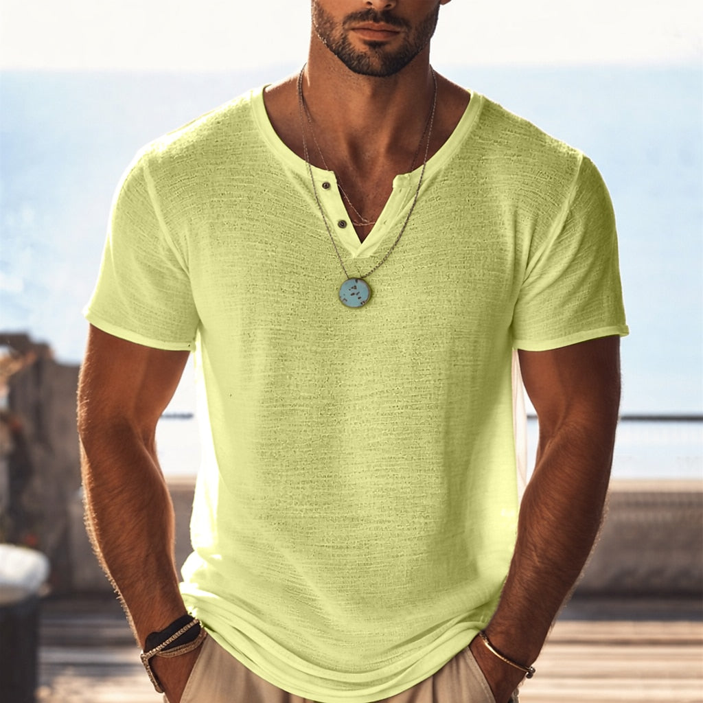 Men’s Lightweight Knit V-Neck T-Shirt - Light Green S
