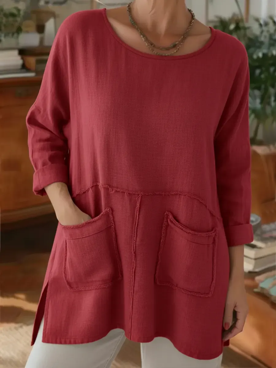 Women's Loose-fitting Casual Linen-cotton Top