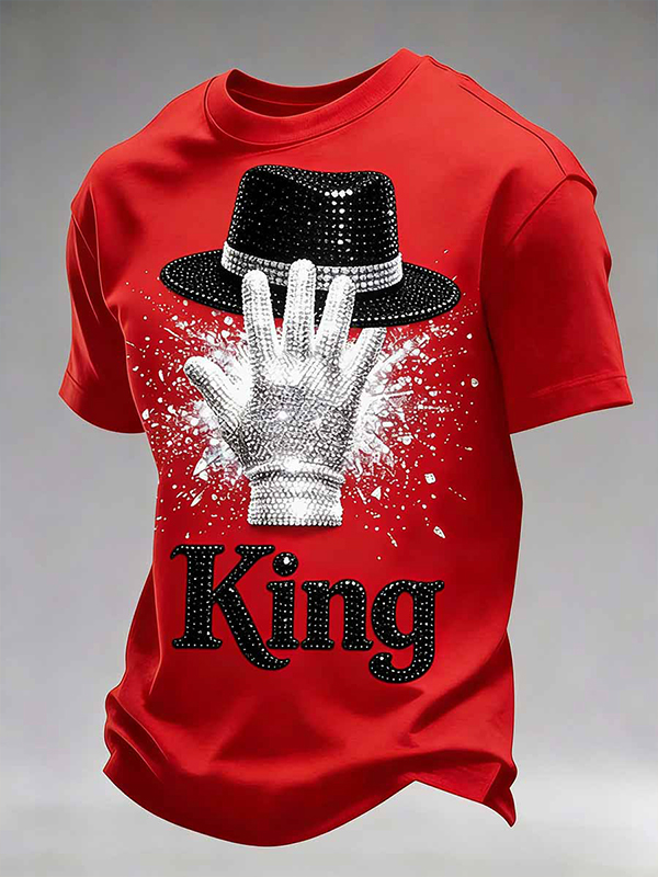 Men's The King of Pop Print Casual T-Shirt