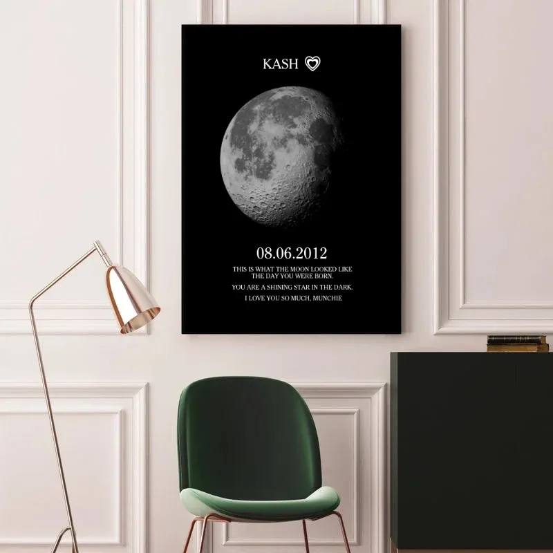Custom Moon Phase Frame With Text & Date- Commemorative Gift