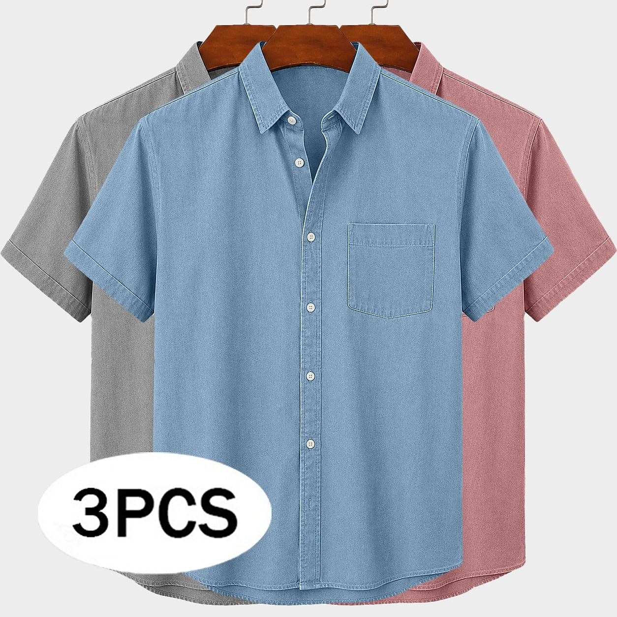 **3-Pack Vintage Broken-In Cotton Shirts - Patriotic Casual Wear**