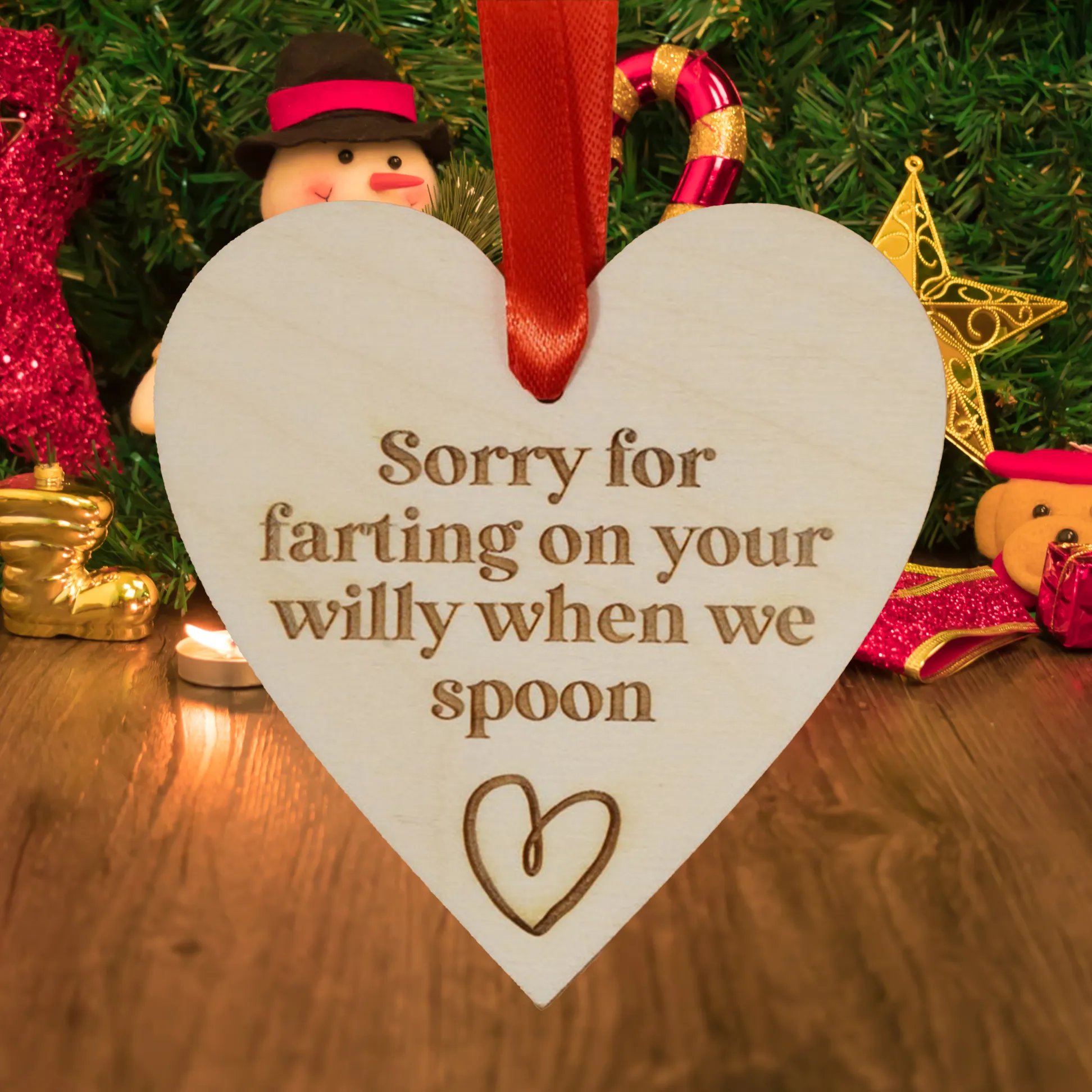 Christmas Hot Sale - Humor Wooden Heart Ornaments