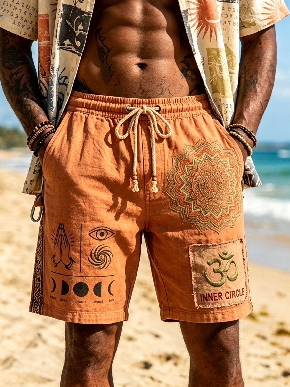 Men's Yoga-Inspired Elements Print Casual Shorts