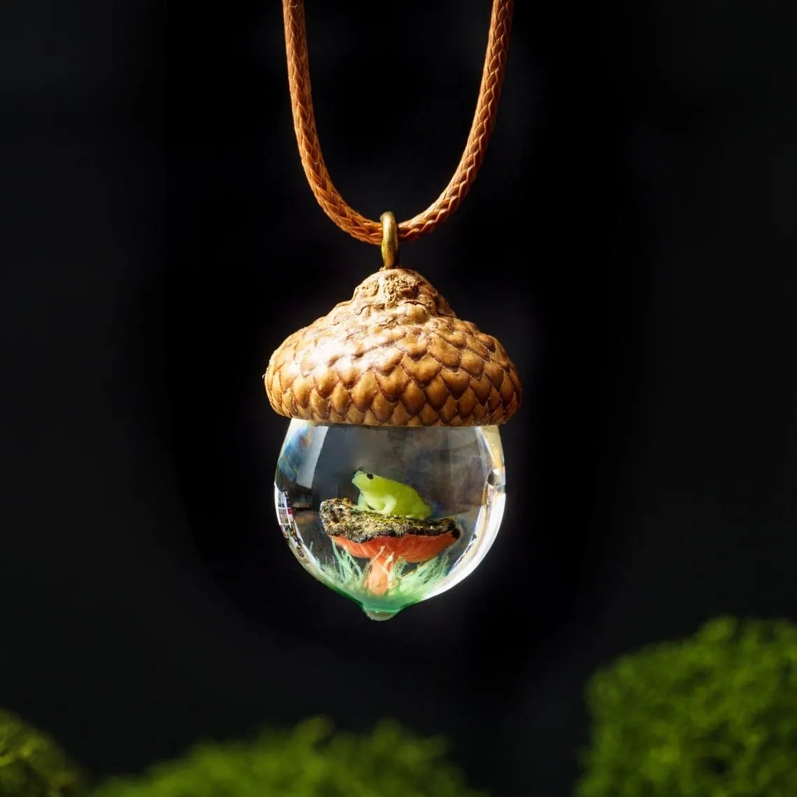 Frog Wood Resin Pendant Gift For Nature Lover