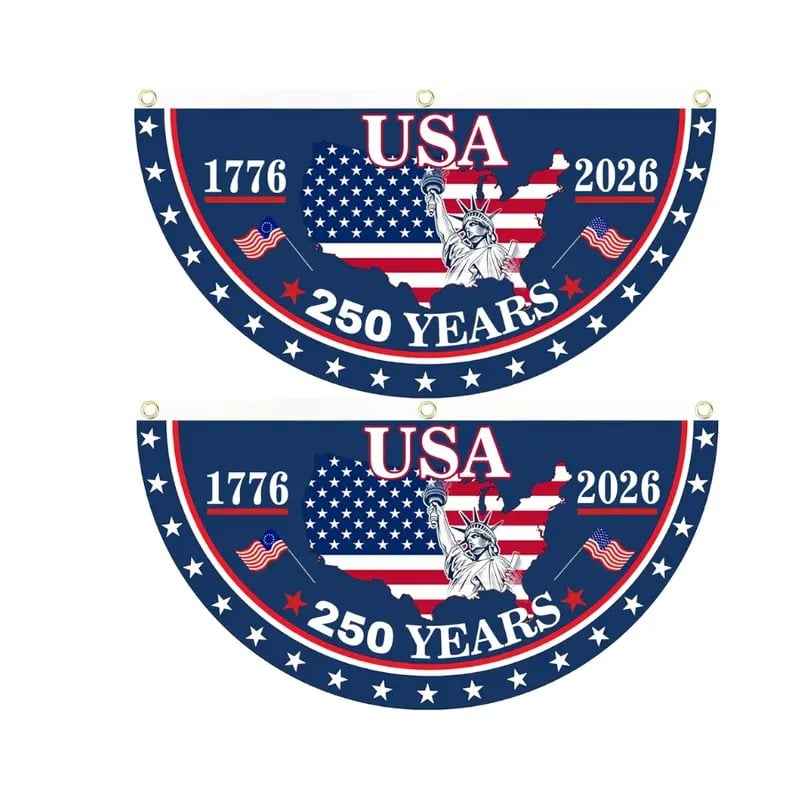 🎇 1776-2026 USA 250th Patriotic Outdoor Half Round Banner 🎊