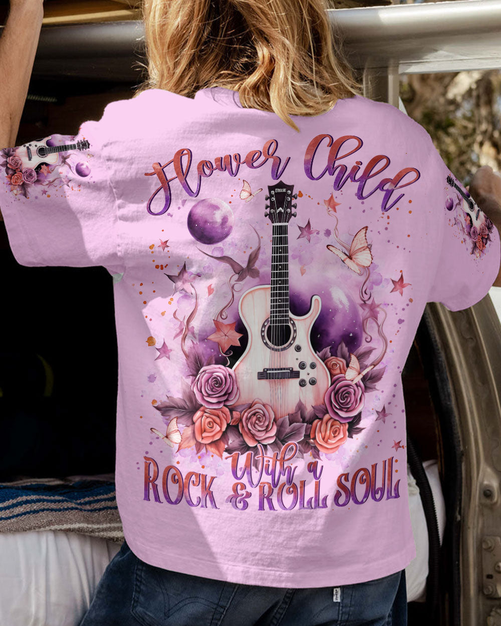 FLOWER CHILD WITH A ROCK AND ROLL SOUL GUITAR ALL OVER PRINT - YHLN2408233