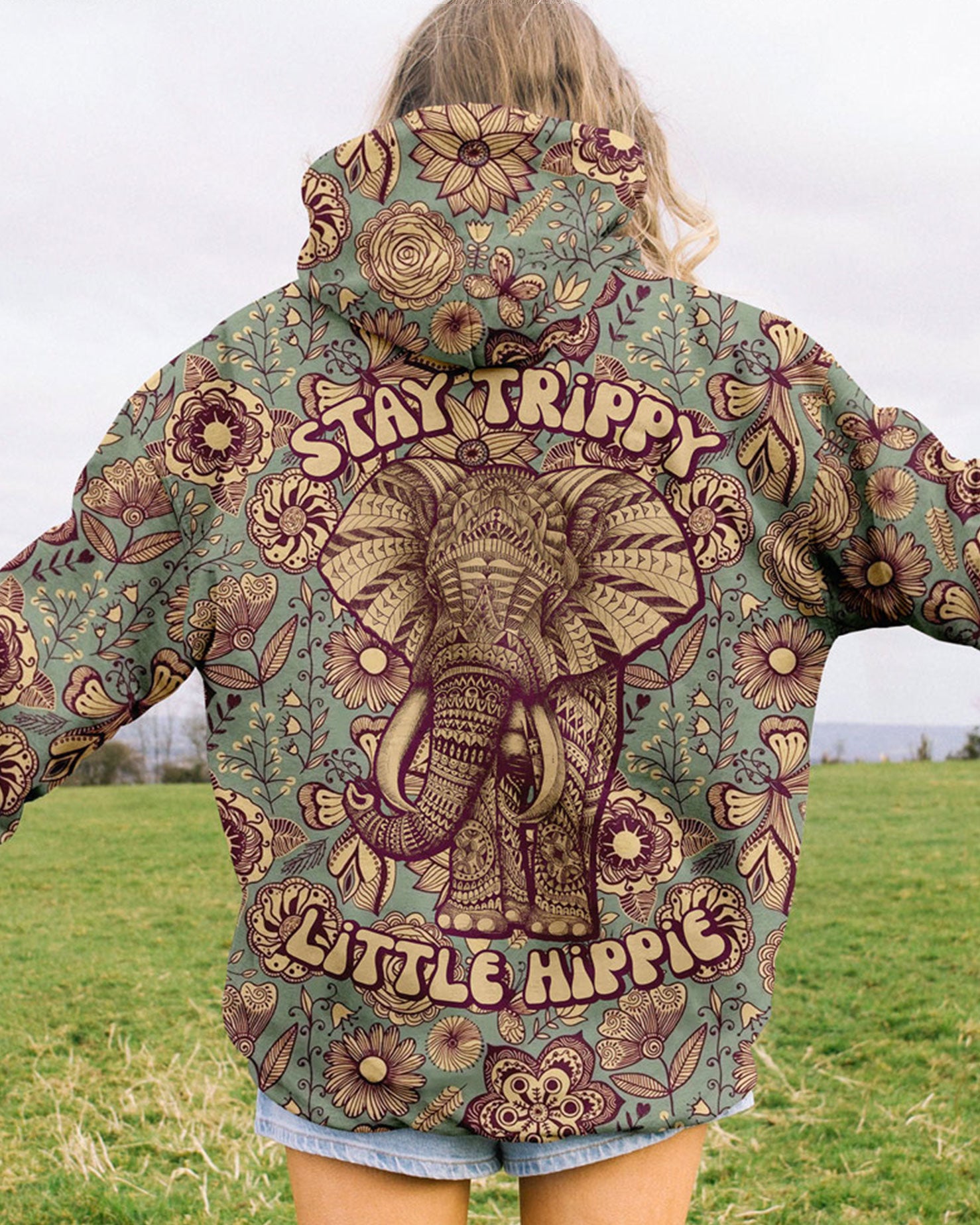 STAY TRIPPY LITTLE HIPPIE ELEPHANT ALL OVER PRINT - TLNO1103233