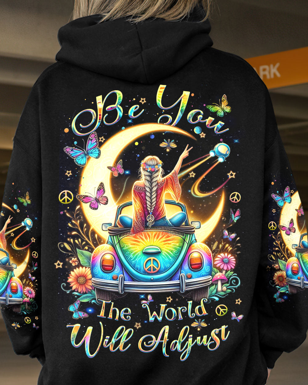 BE YOU THE WORLD WILL ADJUST HIPPIE GIRL ALL OVER PRINT - YHHN0904241