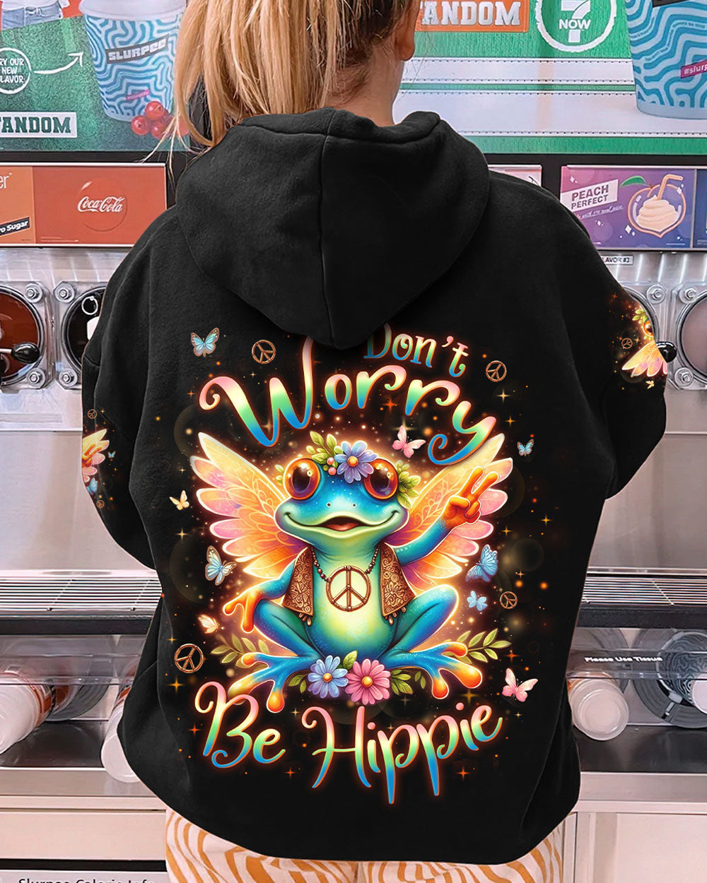 DON'T WORRY BE HIPPIE FROG ALL OVER PRINT - YHLN0512231