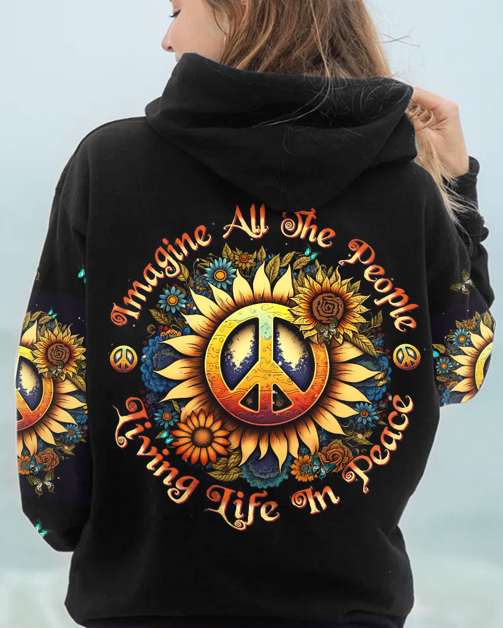 IMAGINE ALL THE PEOPLE LIVING LIFE IN PEACE SUNFLOWER ALL OVER PRINT - YHHN1603233