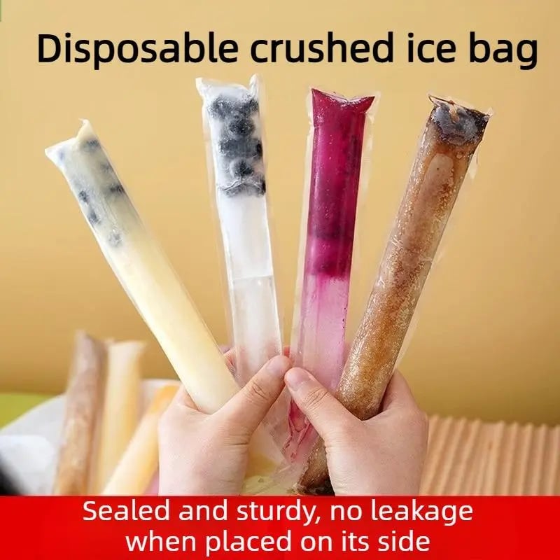 100PCS Disposable DIY Ice Cream Bags | Self-Sealing Popsicle & Shaved Ice Mold