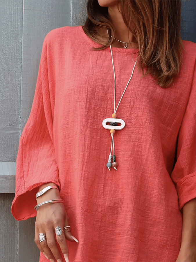 Women's Solid Color Loose Casual Cotton Shirt