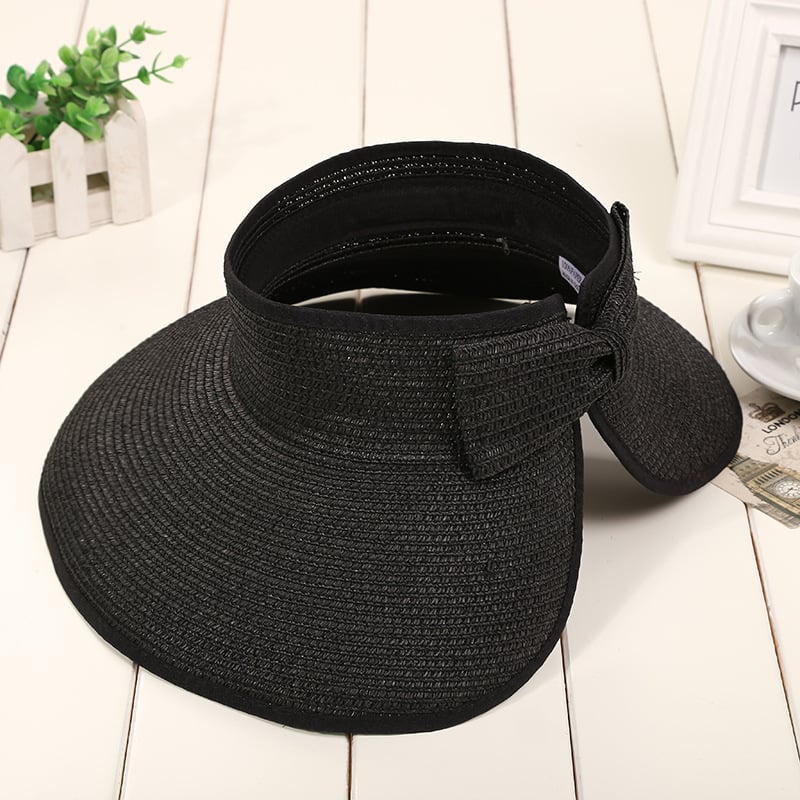 🔥LAST DAY 49% OFF - Women's 2024 Summer Solid Color Bow Design Wide Brim Straw Hat