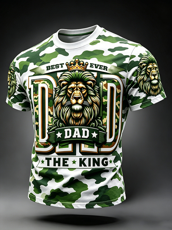 Men's Best Dad Ever Lion King Camo Art Print T-Shirt