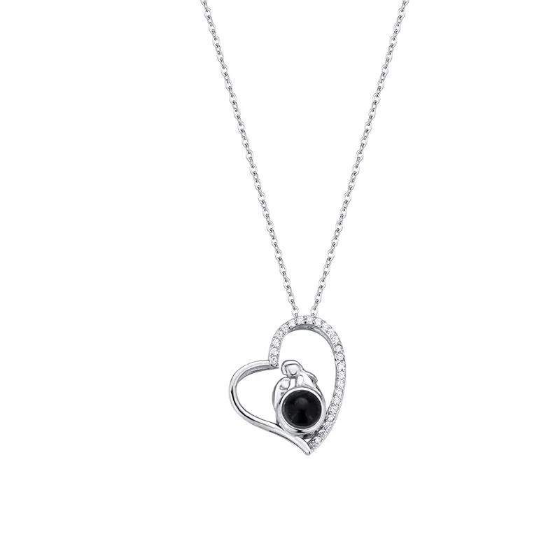 Mother and Child Necklace With Projection Stone