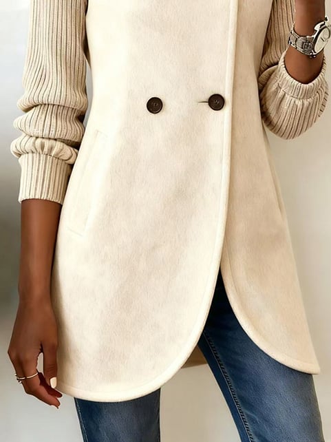 Women'S Casual Square Collar Long Sleeve Splicing Coat
