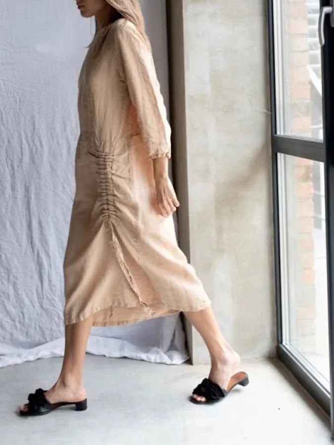 Women's Cotton Linen Shirt Dress