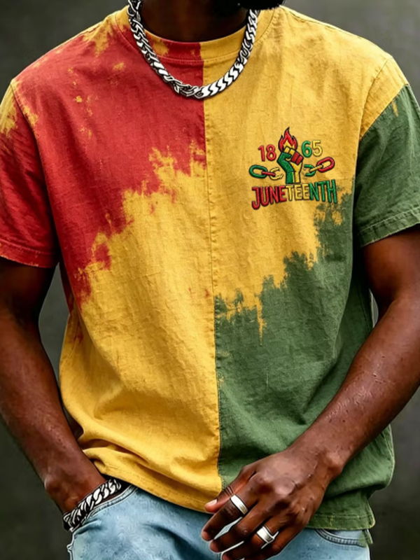 Men's Juneteenth Tie Dye Art Print T-Shirt