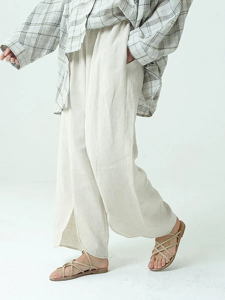 Women's Cotton Linen Loose Wide Leg Pants